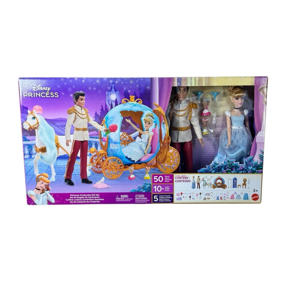 Disney Princess Ultimate Cinderella Gift Set 50+ Pieces Carriage - Mattel NEW